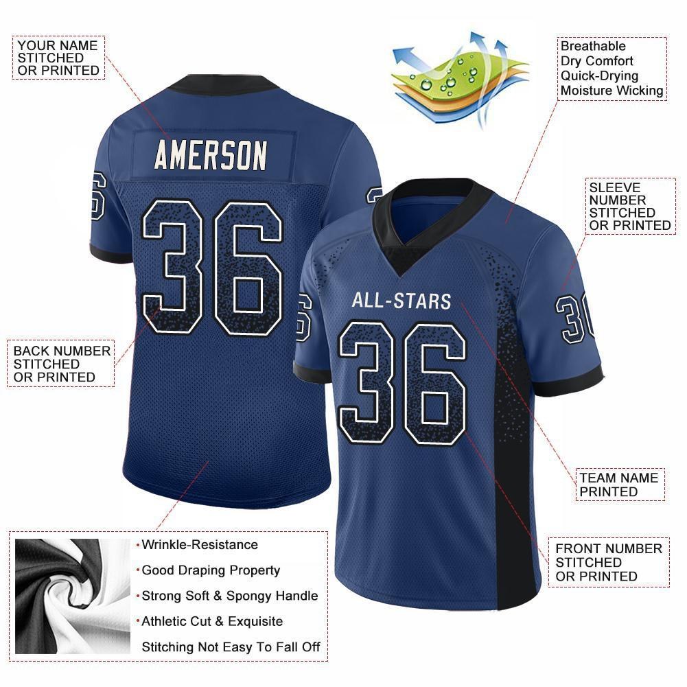 Custom Royal Black-White Drift Fashion Football Jersey photo 3