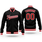 Custom Black Red-White Bomber Full-Snap Varsity Letterman Jacket