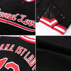 Custom Black Red-White Bomber Full-Snap Varsity Letterman Jacket photo 4