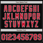 Custom Black Red-White Bomber Full-Snap Varsity Letterman Jacket photo 7