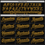 Custom Black Black-Gold Bomber Full-Snap Varsity Letterman Jacket photo 6
