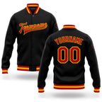 Custom Black Red-Gold Bomber Full-Snap Varsity Letterman Jacket