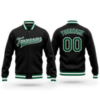 Custom Black Kelly Green-White Bomber Full-Snap Varsity Letterman Jacket