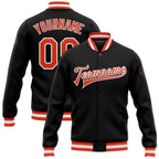 Custom Black Orange-White Bomber Full-Snap Varsity Letterman Jacket photo 1