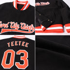 Custom Black Orange-White Bomber Full-Snap Varsity Letterman Jacket photo 4