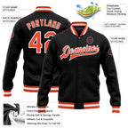 Custom Black Orange-White Bomber Full-Snap Varsity Letterman Jacket photo 5