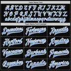 Custom Black Light Blue-White Bomber Full-Snap Varsity Letterman Jacket photo 6