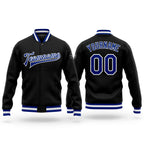 Custom Black Royal-White Bomber Full-Snap Varsity Letterman Jacket