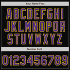 Custom Black Purple-Gold Bomber Full-Snap Varsity Letterman Jacket photo 7