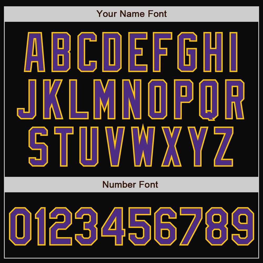 Custom Black Purple-Gold Bomber Full-Snap Varsity Letterman Jacket photo 7