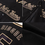 Custom Black Black-Old Gold Bomber Full-Snap Varsity Letterman Jacket photo 4