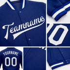 Custom Royal White Bomber Full-Snap Varsity Letterman Jacket detail