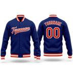 Custom Royal Orange-White Bomber Full-Snap Varsity Letterman Jacket