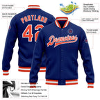 Custom Royal Orange-White Bomber Full-Snap Varsity Letterman Jacket photo 5