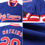 Custom Royal Red-White Bomber Full-Snap Varsity Letterman Jacket photo 4
