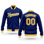 Custom Royal Gold-White Bomber Full-Snap Varsity Letterman Jacket