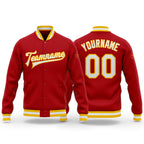 Custom Red White-Gold Bomber Full-Snap Varsity Letterman Jacket