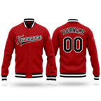 Custom Red Black-White Bomber Full-Snap Varsity Letterman Jacket