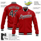 Custom Red Black-White Bomber Full-Snap Varsity Letterman Jacket photo 5