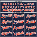 Custom Navy Orange-White Bomber Full-Snap Varsity Letterman Jacket photo 6