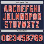 Custom Navy Orange-White Bomber Full-Snap Varsity Letterman Jacket photo 7