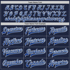 Custom Navy Royal-White Bomber Full-Snap Varsity Letterman Jacket photo 6