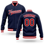 Custom Navy Red-White Bomber Full-Snap Varsity Letterman Jacket