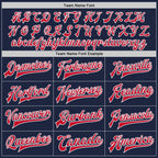 Custom Navy Red-White Bomber Full-Snap Varsity Letterman Jacket photo 6