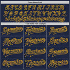 Custom Navy Navy-Gold Bomber Full-Snap Varsity Letterman Jacket photo 6