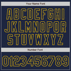 Custom Navy Navy-Gold Bomber Full-Snap Varsity Letterman Jacket photo 7