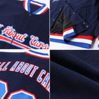 Custom Navy Royal-Red Bomber Full-Snap Varsity Letterman Jacket photo 4