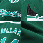 Custom Kelly Green Kelly Green-White Bomber Full-Snap Varsity Letterman Jacket photo 4
