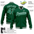 Custom Kelly Green Kelly Green-White Bomber Full-Snap Varsity Letterman Jacket photo 5