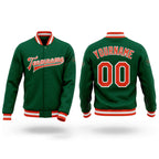 Custom Kelly Green Orange-White Bomber Full-Snap Varsity Letterman Jacket