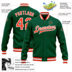 Custom Kelly Green Orange-White Bomber Full-Snap Varsity Letterman Jacket photo 5