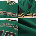Custom Kelly Green Black-Old Gold Bomber Full-Snap Varsity Letterman Jacket photo 4