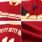 Custom Crimson White-Gold Bomber Full-Snap Varsity Letterman Jacket photo 4