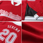 Custom Crimson Gray-White Bomber Full-Snap Varsity Letterman Jacket photo 4