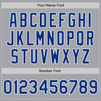 Custom Gray Royal-White Bomber Full-Snap Varsity Letterman Jacket photo 7