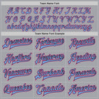 Custom Gray Pink Black-Light Blue Bomber Full-Snap Varsity Letterman Jacket photo 5