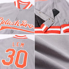 Custom Gray Orange-White Bomber Full-Snap Varsity Letterman Jacket photo 4