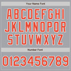 Custom Gray Orange-White Bomber Full-Snap Varsity Letterman Jacket photo 6
