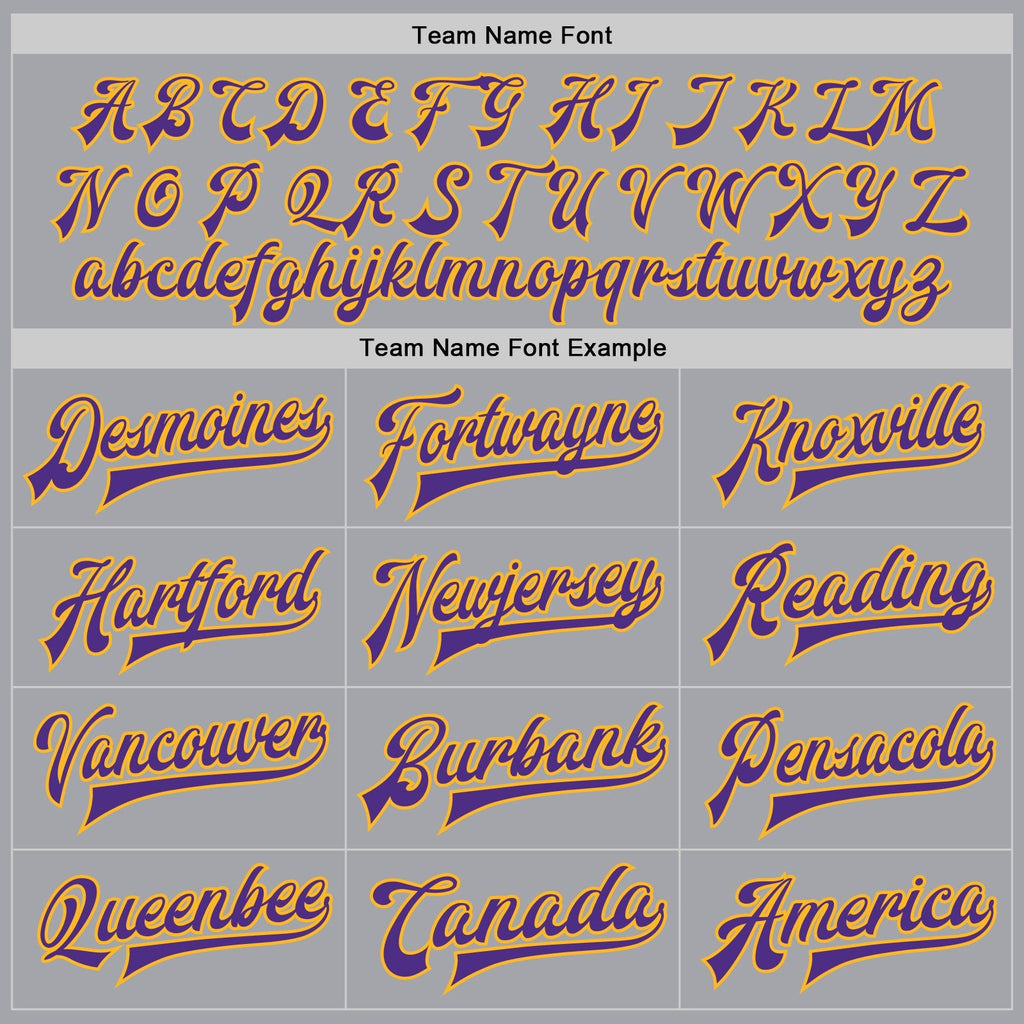 Custom Gray Purple-Gold Bomber Full-Snap Varsity Letterman Jacket photo 6
