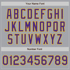 Custom Gray Purple-Gold Bomber Full-Snap Varsity Letterman Jacket photo 7