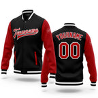 Custom Black Red-White Bomber Full-Snap Varsity Letterman Two Tone Jacket