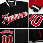 Custom Black Red-White Bomber Full-Snap Varsity Letterman Two Tone Jacket detail