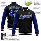 Custom Black Royal-White Bomber Full-Snap Varsity Letterman Two Tone Jacket photo 5