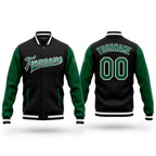 Custom Black Kelly Green-White Bomber Full-Snap Varsity Letterman Two Tone Jacket