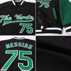 Custom Black Kelly Green-White Bomber Full-Snap Varsity Letterman Two Tone Jacket photo 4