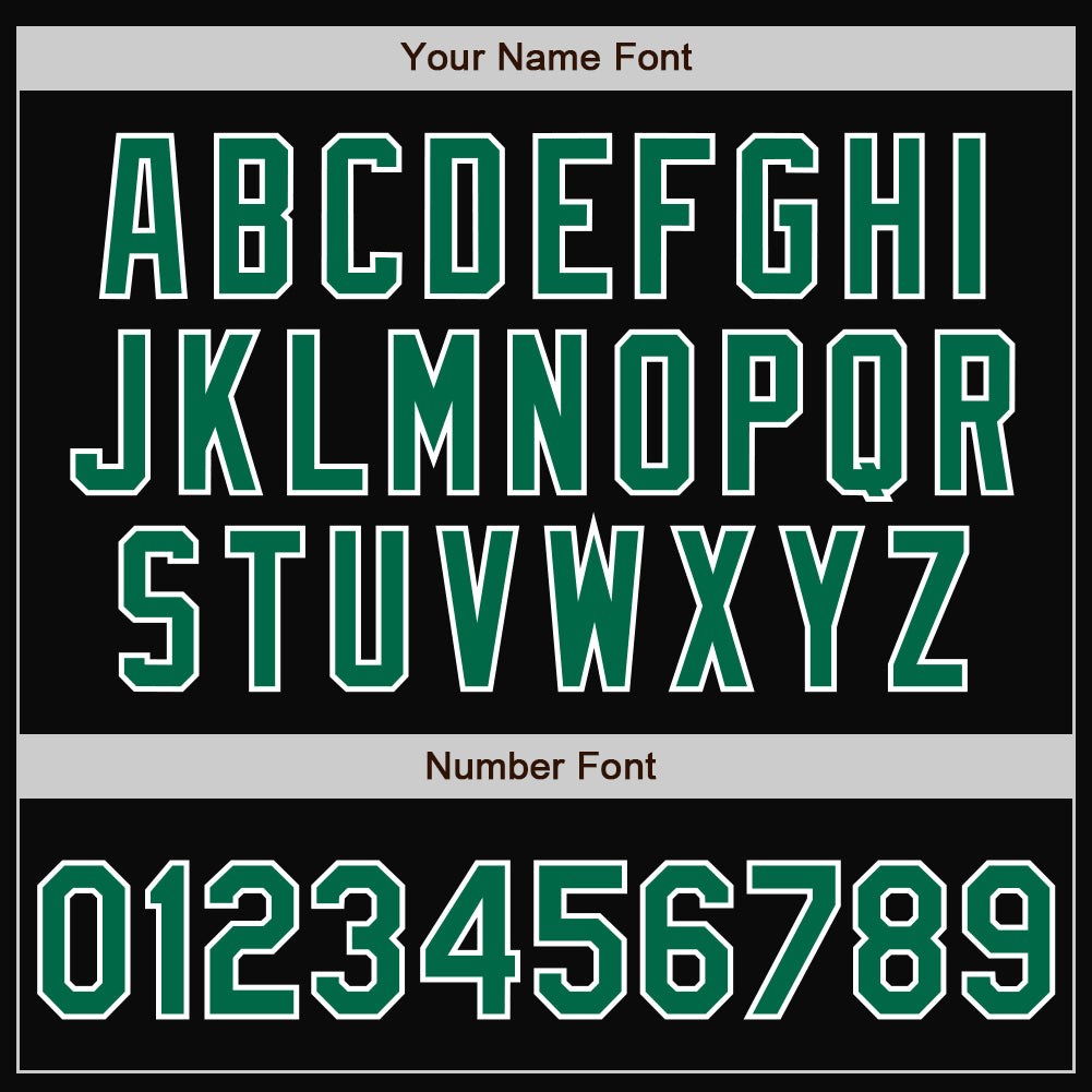 Custom Black Kelly Green-White Bomber Full-Snap Varsity Letterman Two Tone Jacket photo 7